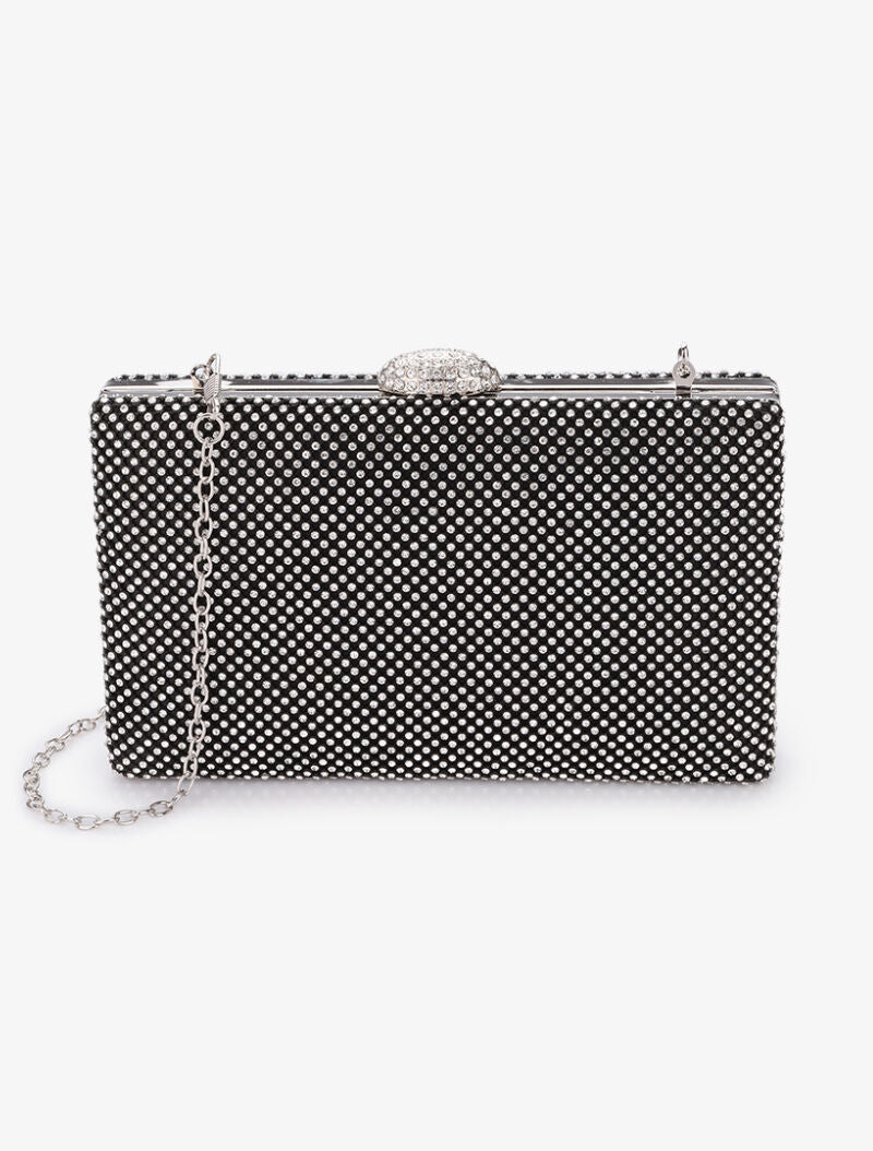 Minaudière rectangulaire à strass - Noir - 1