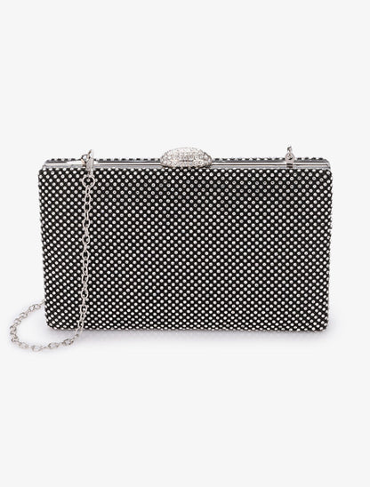 Minaudière rectangulaire à strass - Noir - 1