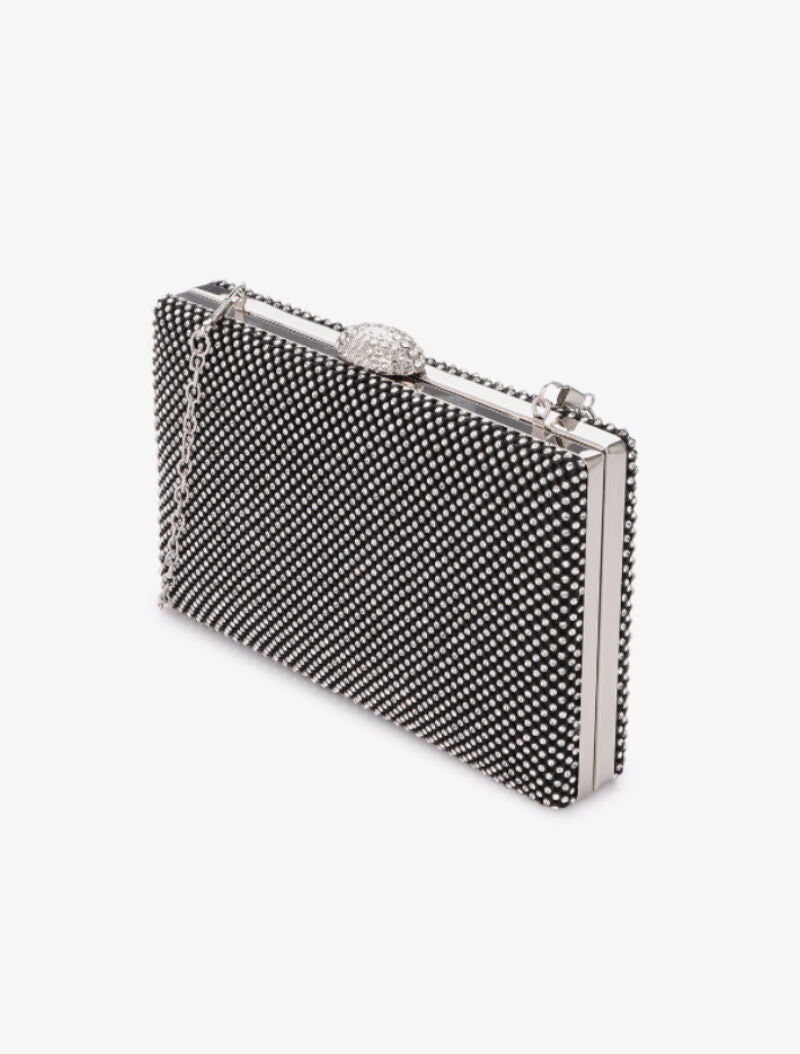 Minaudière rectangulaire à strass - Noir - 2