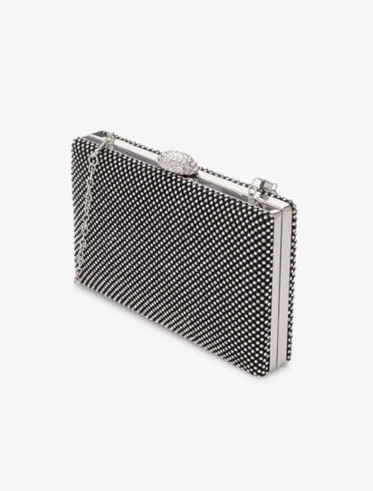 Minaudière rectangulaire à strass - Noir - 2
