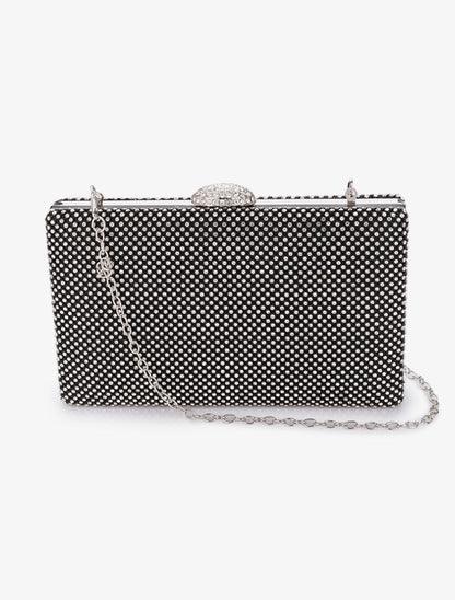 Minaudière rectangulaire à strass - Noir - 3