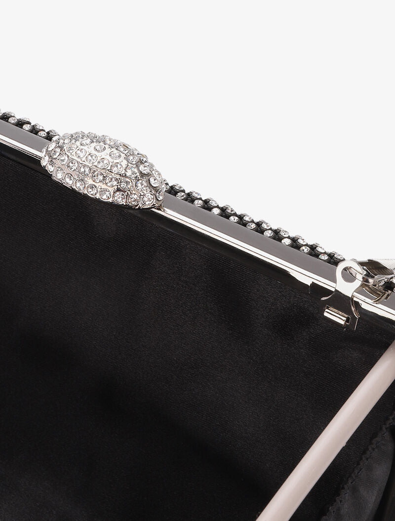 Minaudière rectangulaire à strass - Noir - 4