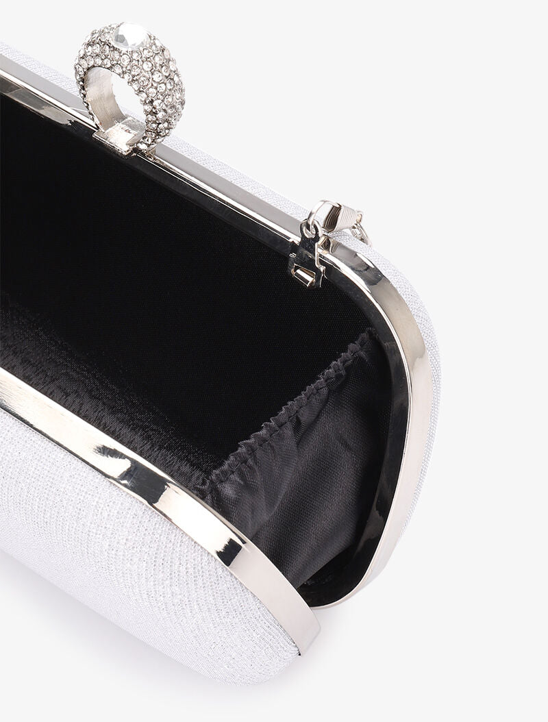 Minaudière à paillettes et fermoir bague - Argent - 4