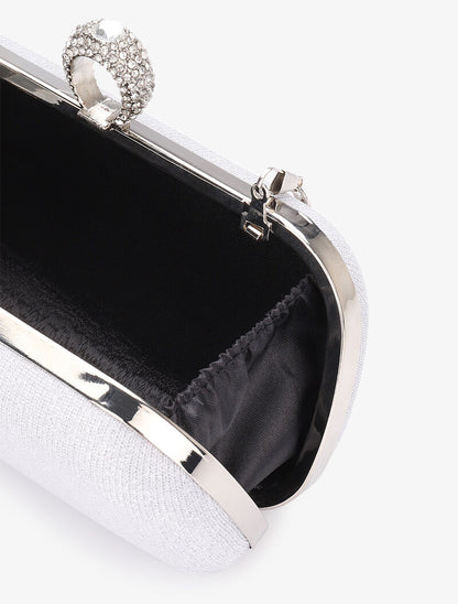 Minaudière à paillettes et fermoir bague - Argent - 4