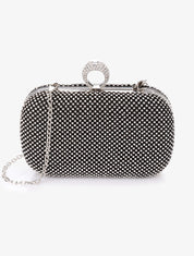Minaudière à strass et fermoir bague - Noir - 5