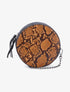 Minaudière ronde à imprimé python - Camel - 1