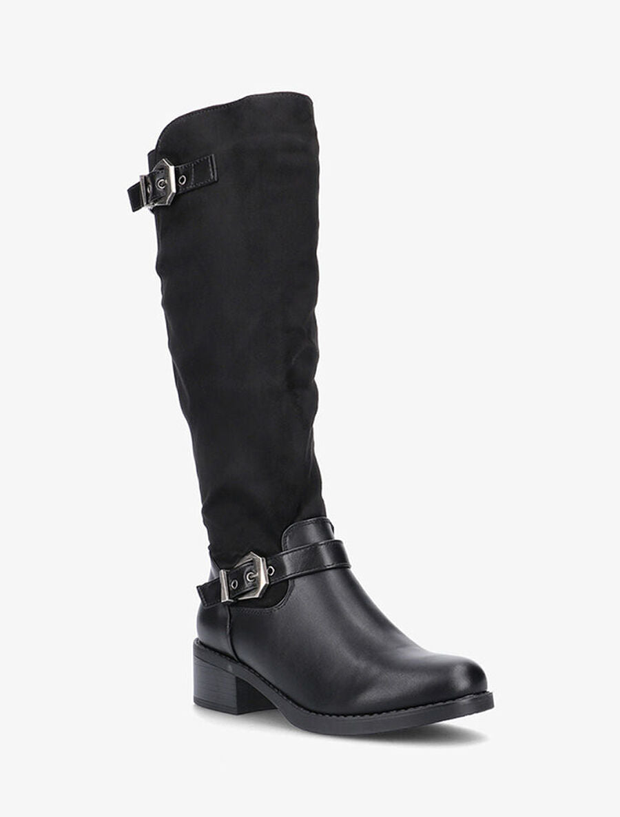 Bottes bimatière à sangles - noir - 2