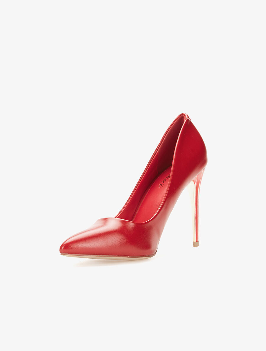 Escarpins talons dorés - rouge - 3
