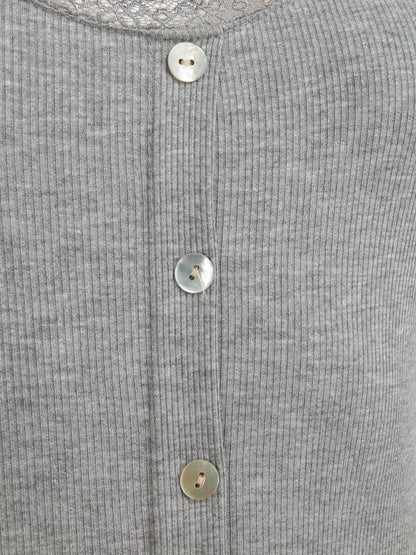 Top slim dos nu et dentelle - Gris chiné - 3