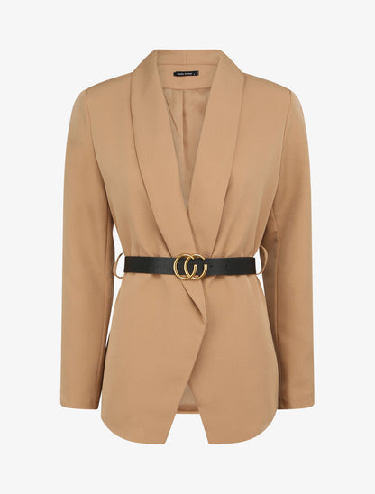 Blazer droit uni - Beige - 4