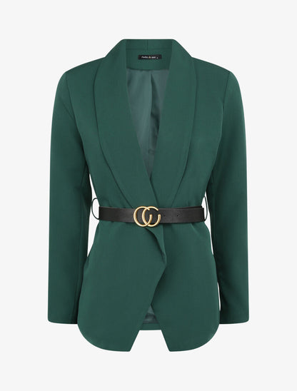 Blazer droit uni - Vert émeraude - 1