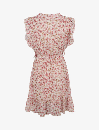 Robe patineuse mi-longue imprimé pâquerettes - Beige - 2