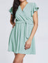 Robe patineuse courte à manches courtes volantées - Vert d&