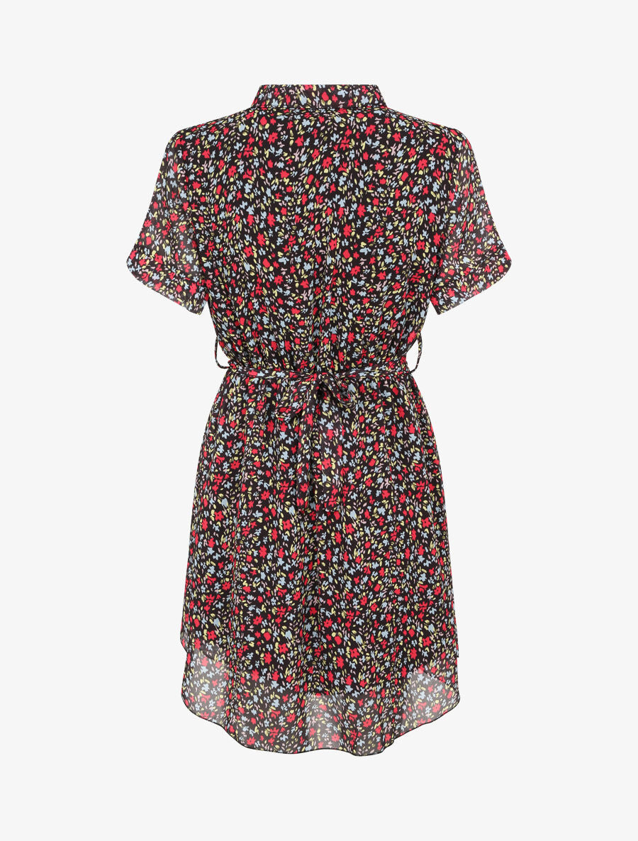 Robe patineuse courte imprimé floral - Noir - 2
