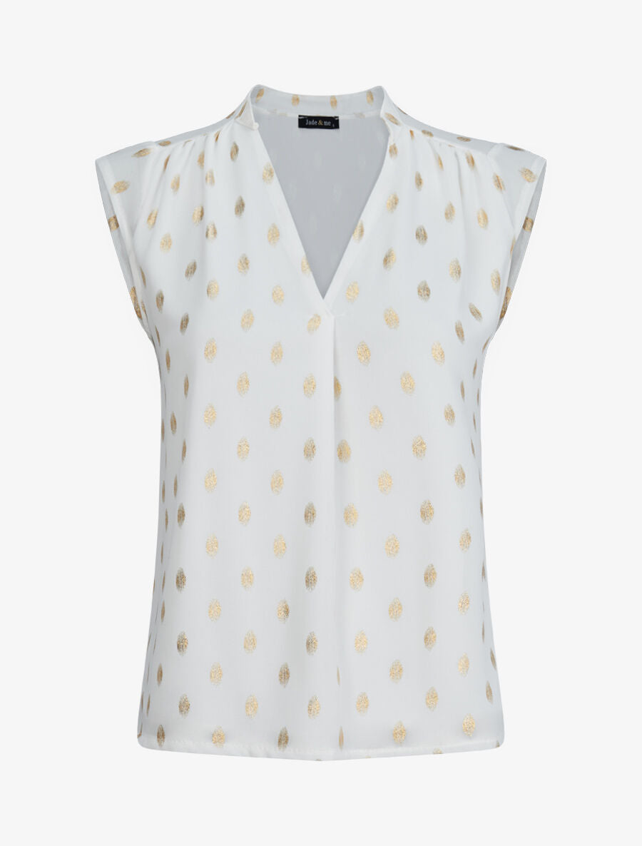 Top droit sans manches à imprimé pois irisés - Blanc - 1