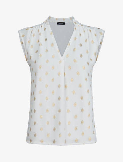 Top droit sans manches à imprimé pois irisés - Blanc - 1