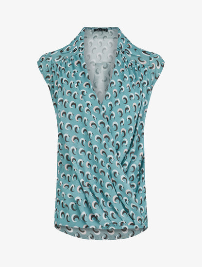 Top droit cache-coeur à imprimé demi lune - Vert d&