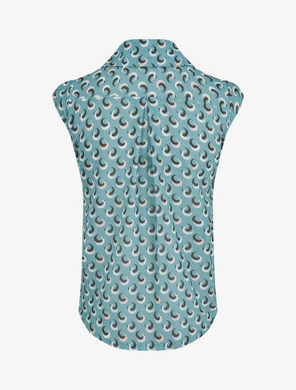 Top droit cache-coeur à imprimé demi lune - Vert d&