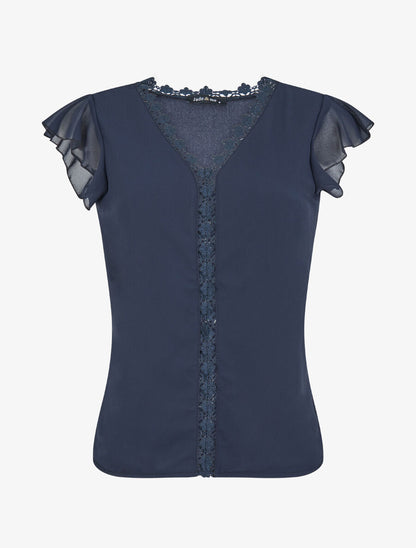 Top droit uni à détail crochet - Marine - 1