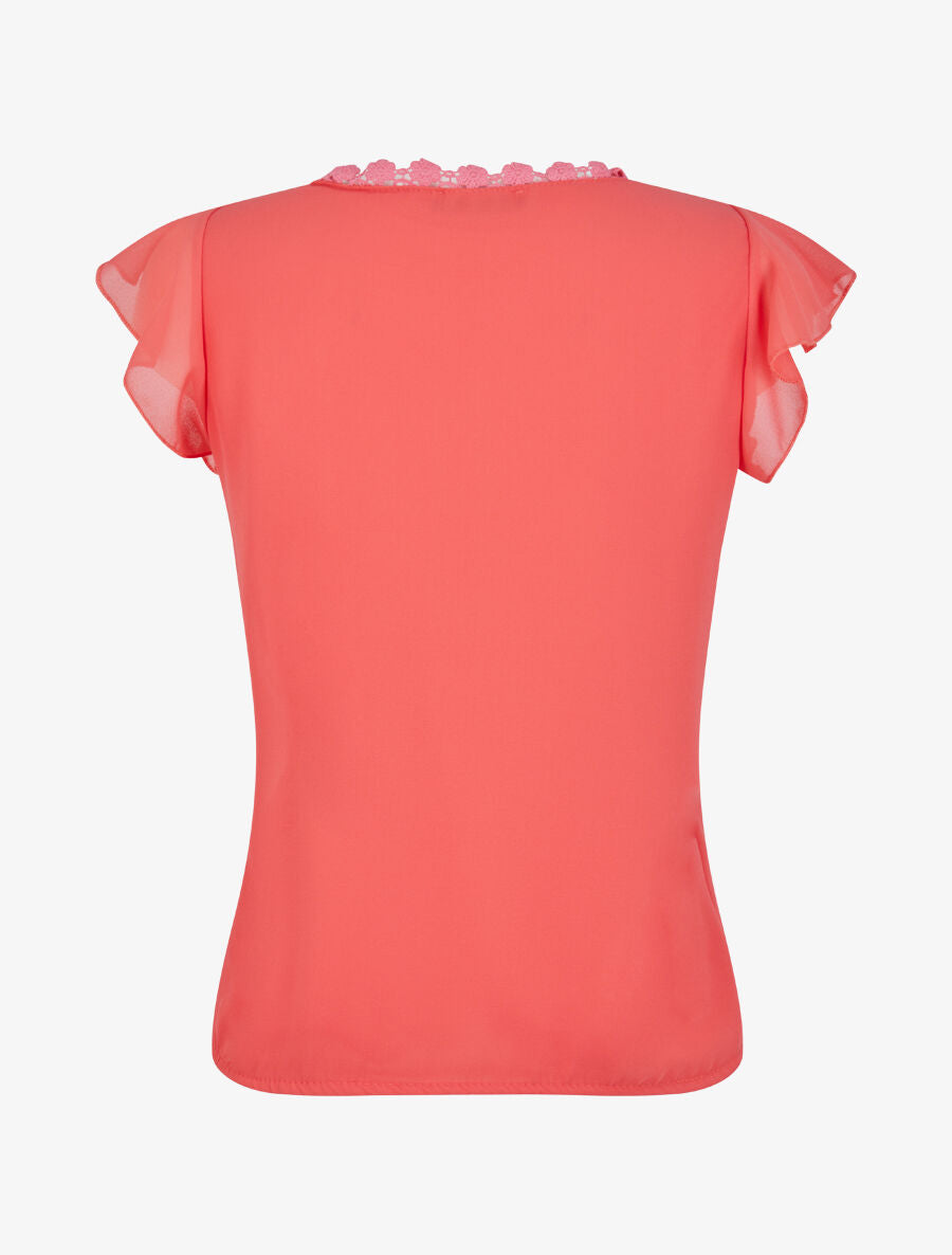 Top droit uni à détail crochet - Corail - 2