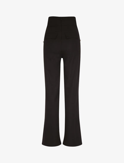 Pantalon à pont large et taille haute - Noir - 2