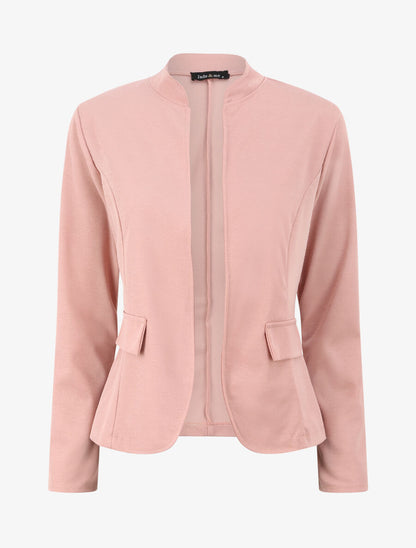 Veste droite unie à col mao - Rose - 1
