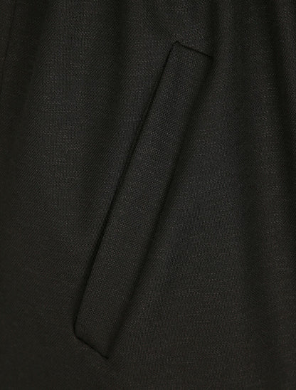 Veste droite mi-longue à col biseauté - Noir - 3