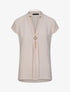 Top droit uni à col V bijou - Beige - 4