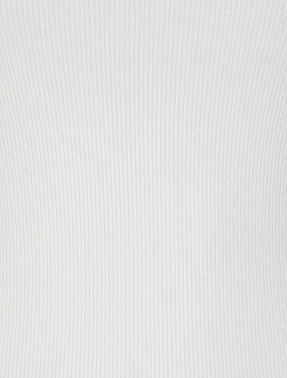 Débardeur slim uni à col rond dentelle - Blanc - 3