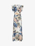 Robe longue à imprimé tropical et manches volantées - Camel - 1