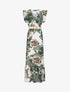 Robe longue à imprimé tropical et manches volantées - Kaki - 5
