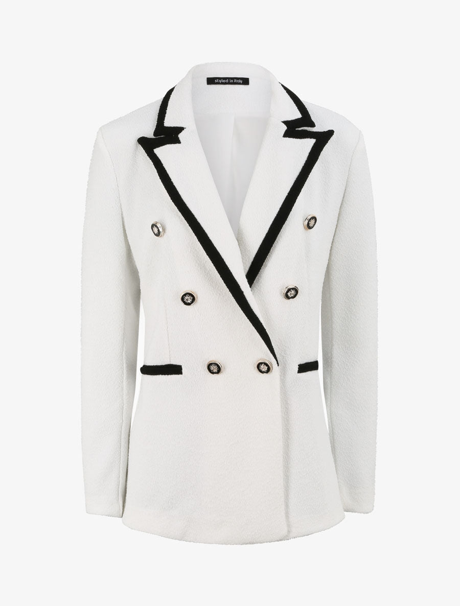 Blazer effet tweed - Blanc - 1