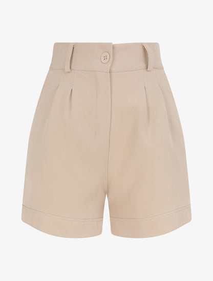Short uni et bords à revers - Beige - 4