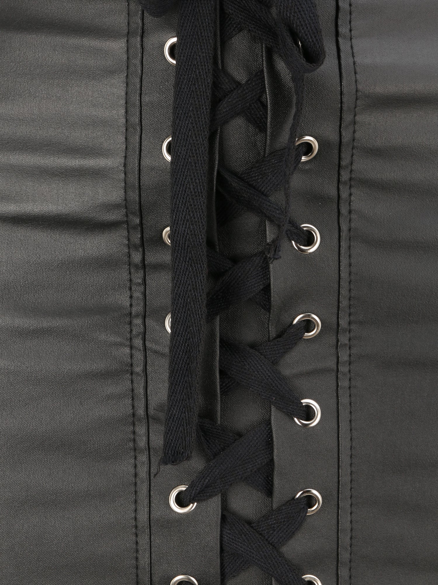Jupe en simili à lacets - Noir - 3