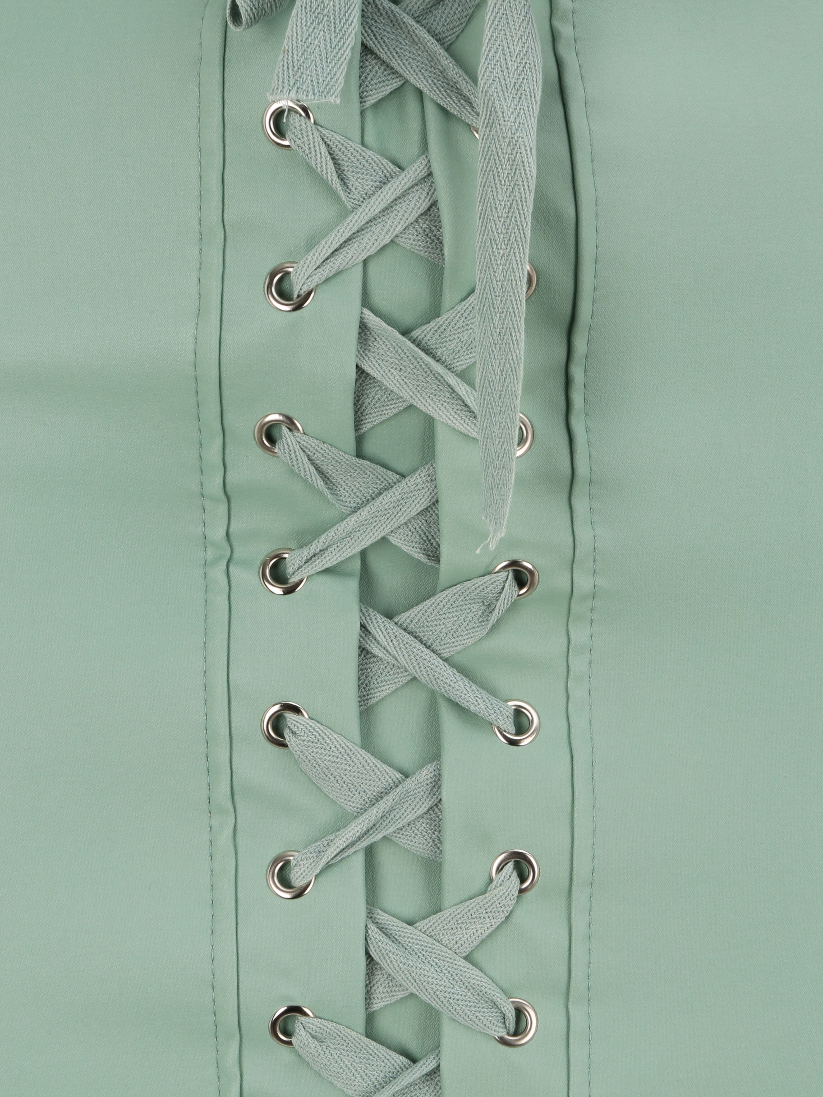Jupe en simili à lacets - Menthe - 3