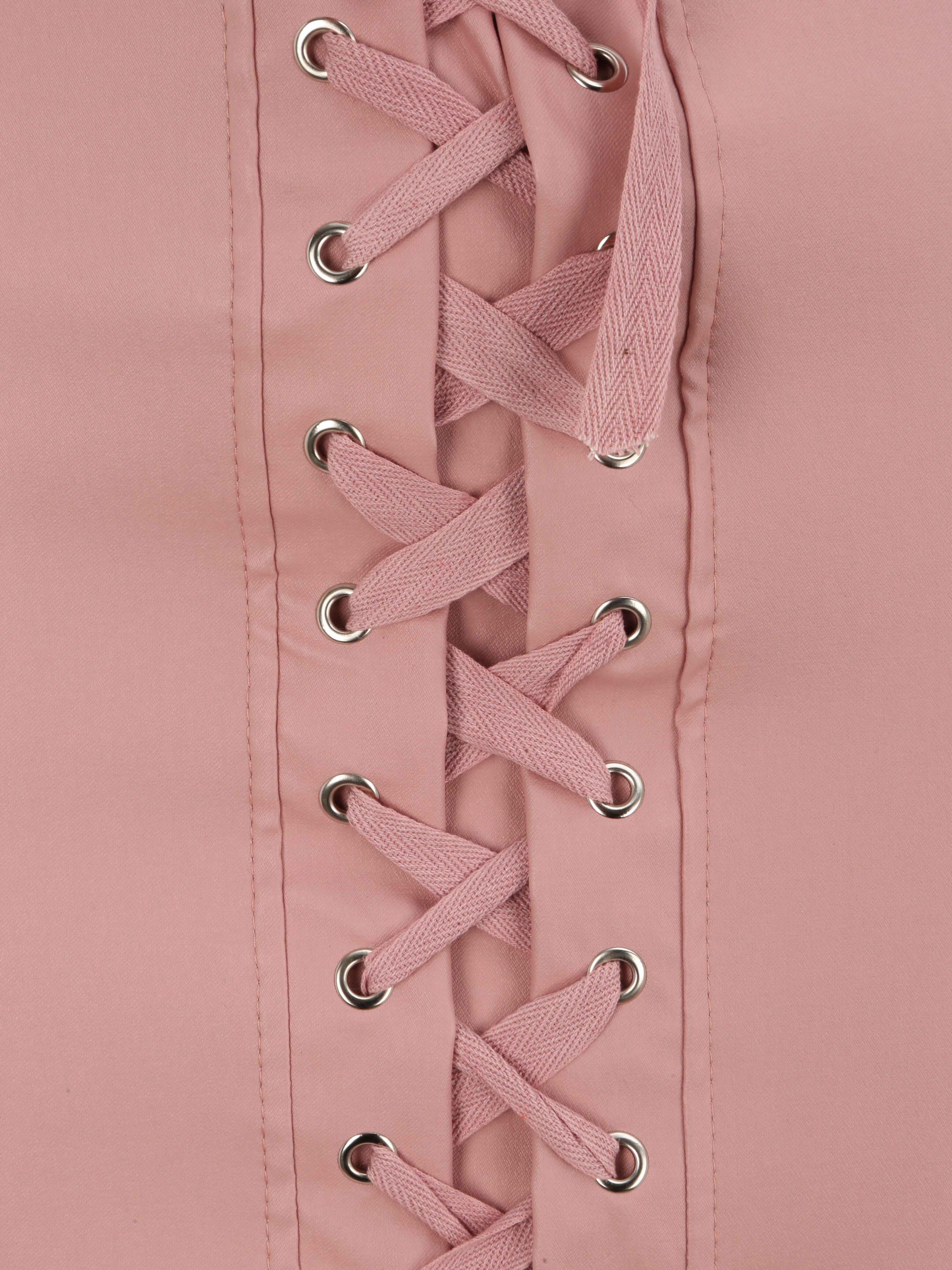 Jupe en simili à lacets - Rose - 3