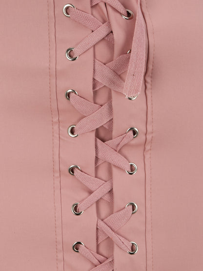 Jupe en simili à lacets - Rose - 3