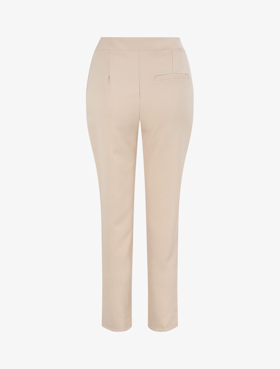 Pantalon carotte taille haute uni - Beige - 2