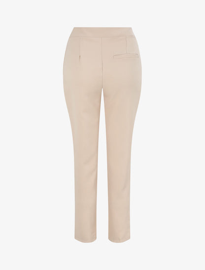 Pantalon carotte taille haute uni - Beige - 2