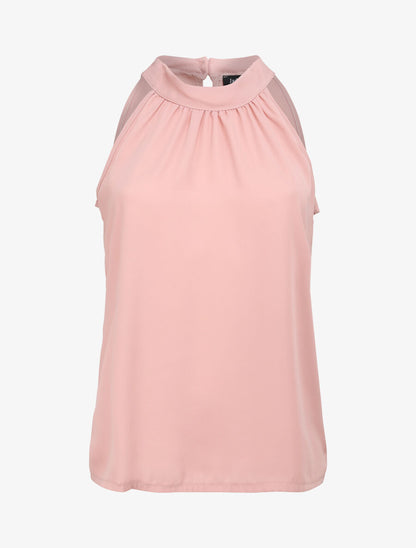 Top droit uni à col américain - Rose pâle - 1