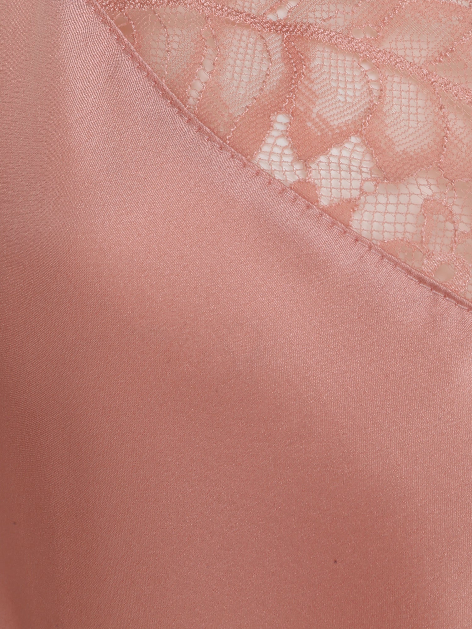 Caraco droit satiné à col V en dentelle - Rose - 3