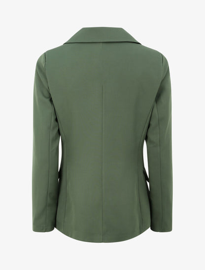 Blazer long croisé à boutons stylisés - Kaki - 2