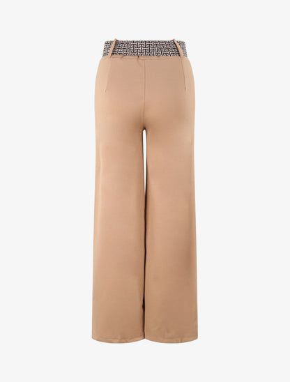 Pantalon flare à ceinture imprimé graphique - Camel - 2