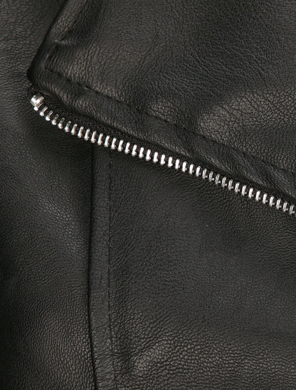 Perfecto droit en simili doublé - Noir - 3