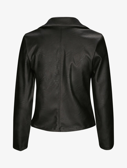 Perfecto droit en simili à poche zippée décorative - Noir - 2