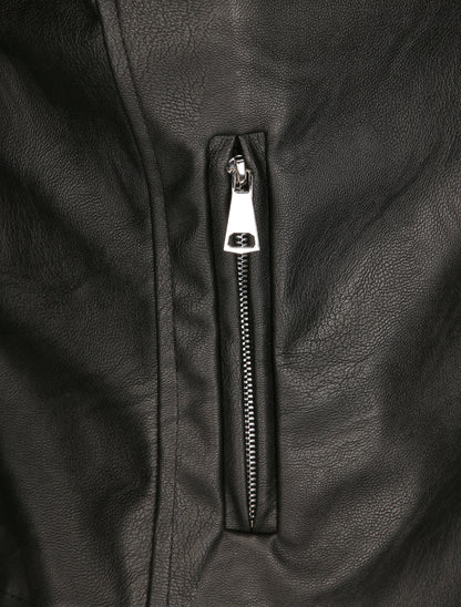 Perfecto droit en simili à poche zippée décorative - Noir - 3