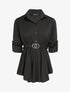 Top style chemise à taille cintrée - Noir - 1