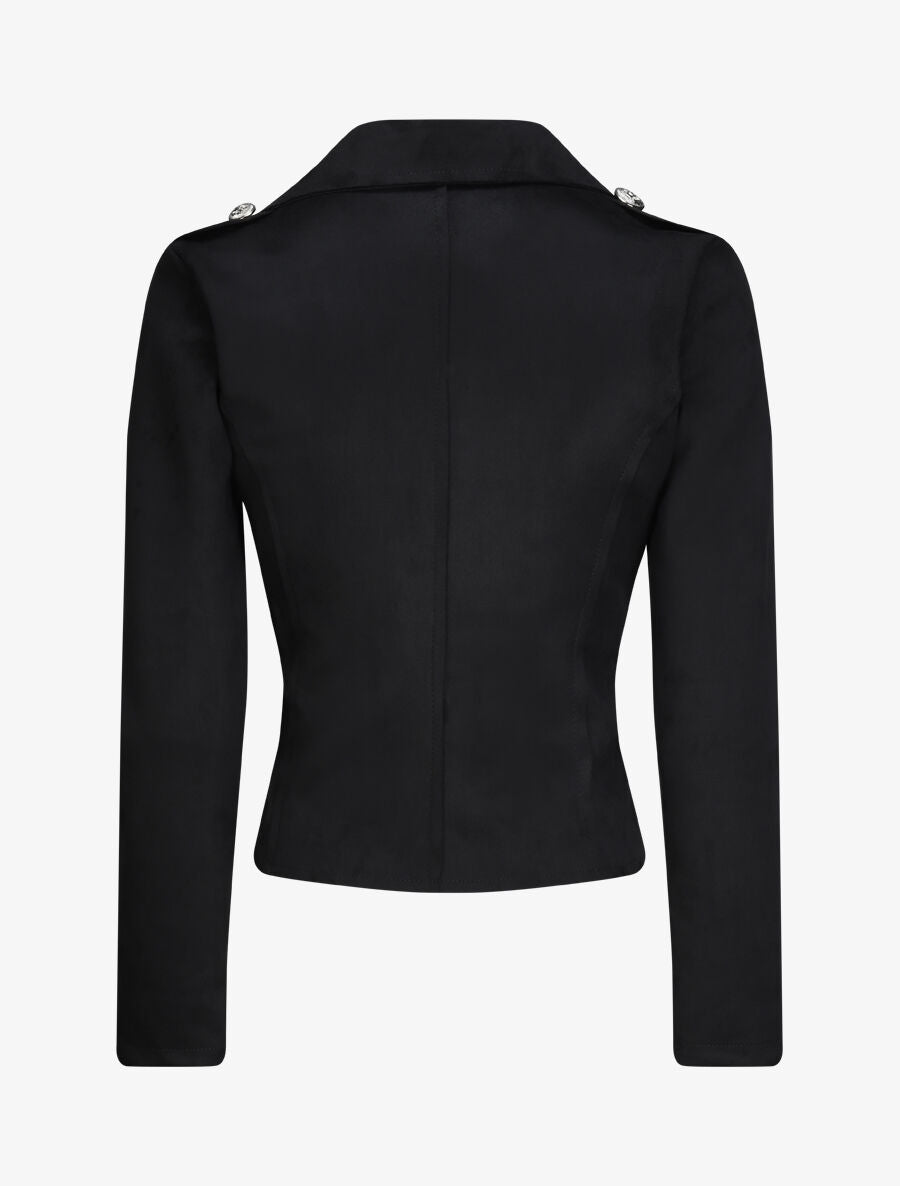 Veste en suédine à zip asymétrique - Noir - 2
