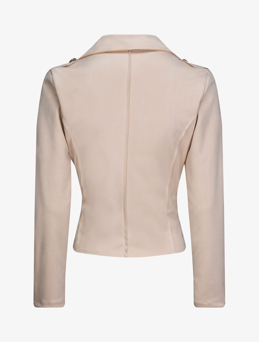 Veste en suédine à zip asymétrique - Beige - 2