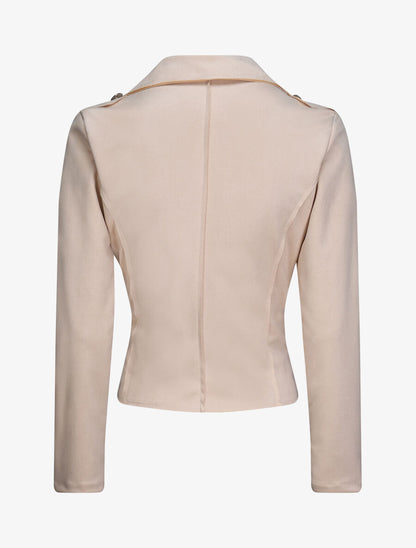 Veste en suédine à zip asymétrique - Beige - 2
